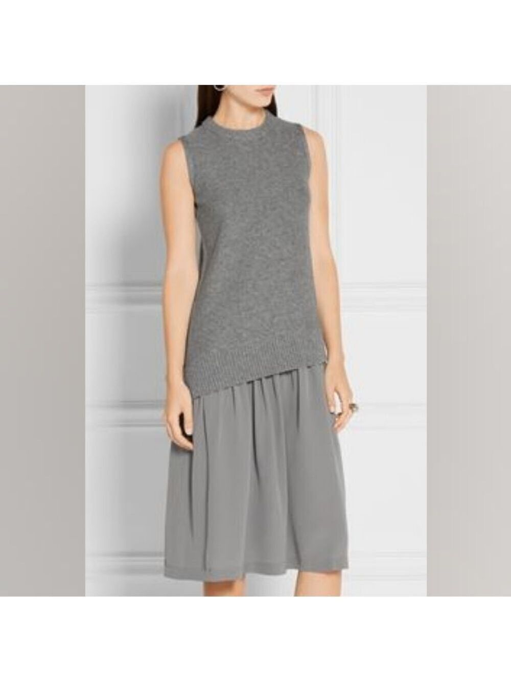 HP. Joseph Asymmetric Waist Drop Midi Dress In Grey